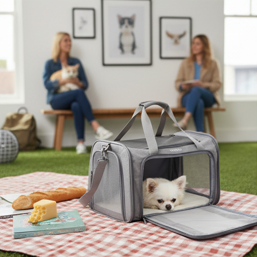 Happy Tail Trips Pet Travel Bag – Lightweight, Breathable & Stylish Carrier for Cats & Small Dogs